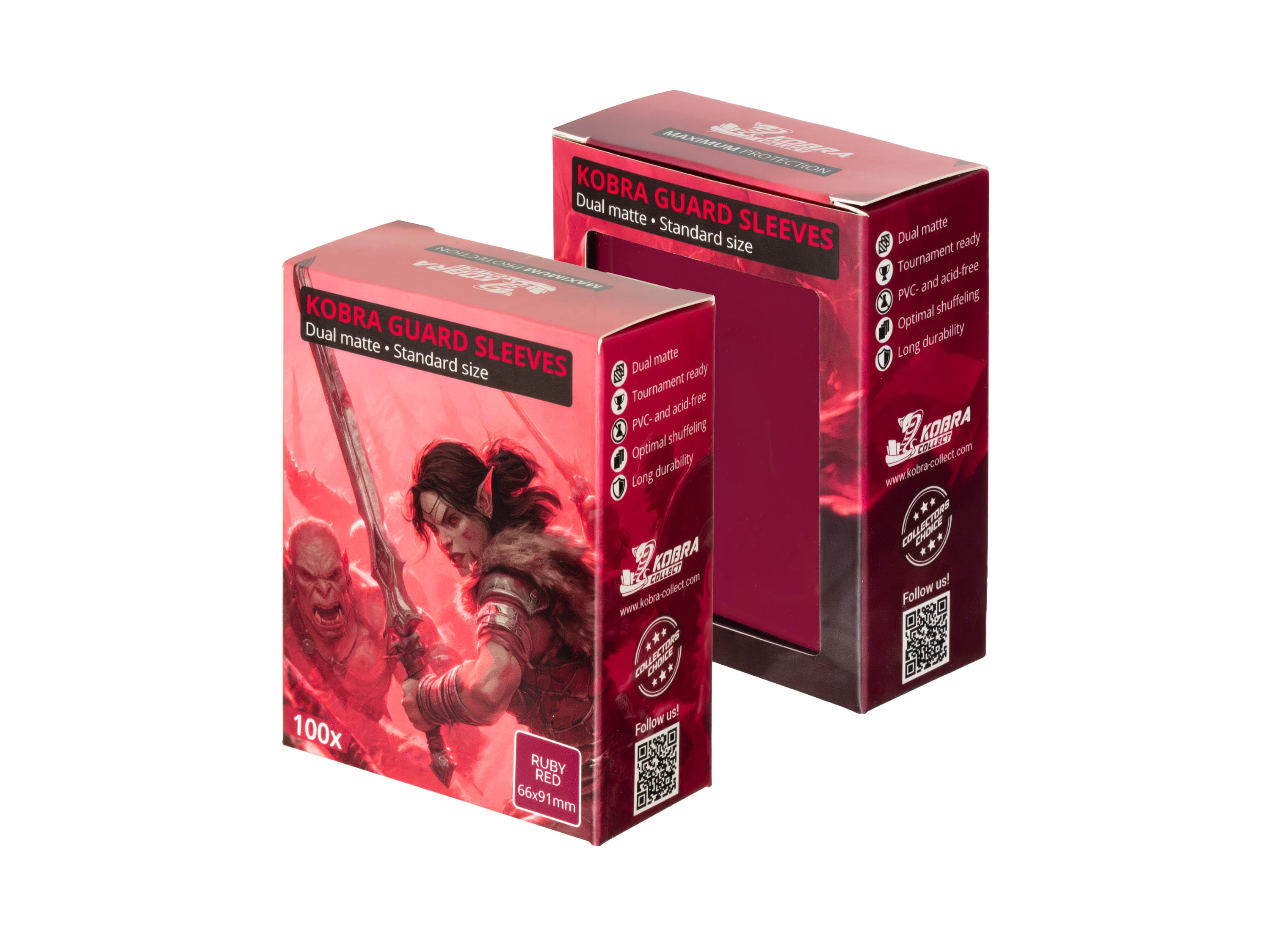 KOBRA Guard Dual Matte Standard Size Card Sleeves Ruby Red 100x - Kobra Collect